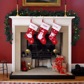 Classic Personalised Embroidered Luxury Christmas Stocking with Santa Reindeer or Snowman